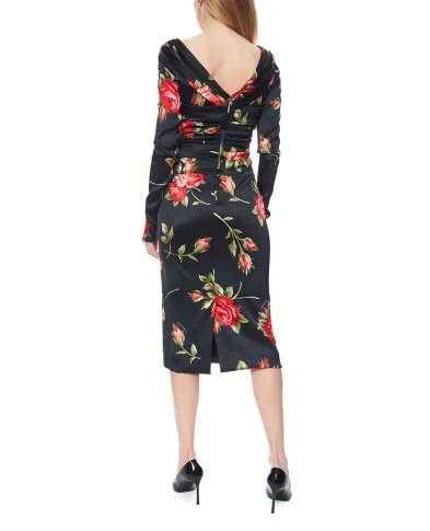 Dolce&Gabbana Сукня з атласу з квітковим принтом - Артикул: F60DHT-FSICD