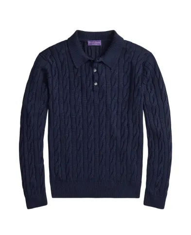 Ralph Lauren Purple Label Свитер-поло из хлопка и шелка - Артикул: 790P03428003