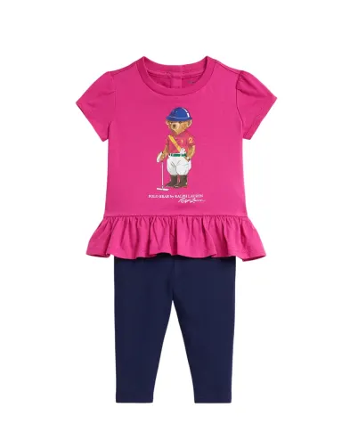Polo Ralph Lauren Дитячий комплект з бавовняної футболки та легінсів Polo Bear - Артикул: 310A98934001