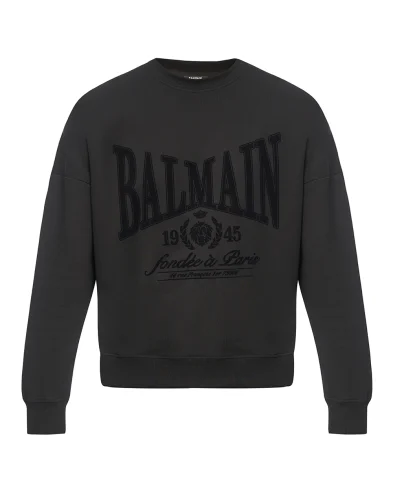 Balmain Світшот із оксамитовим логотипом - Артикул: GH1JS191GF46