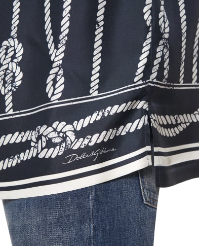 Dolce&Gabbana Рубашка Hawaii из шелка в морском принте - Артикул: G5JH9T-HI143