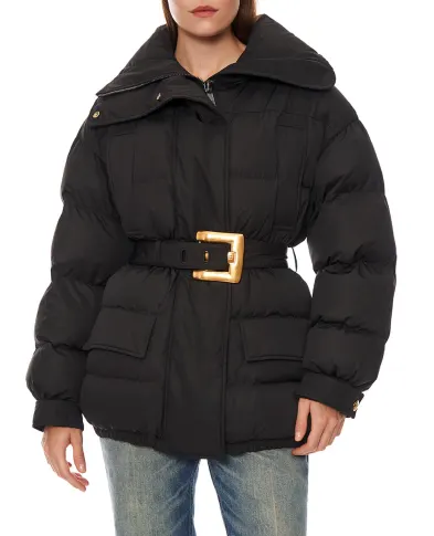 Balmain Пуховик з поясом - Артикул: HF1TQ040XK09