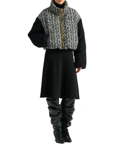 Balmain Пуховик із твіду з вовною - Артикул: HF1TP140MI65