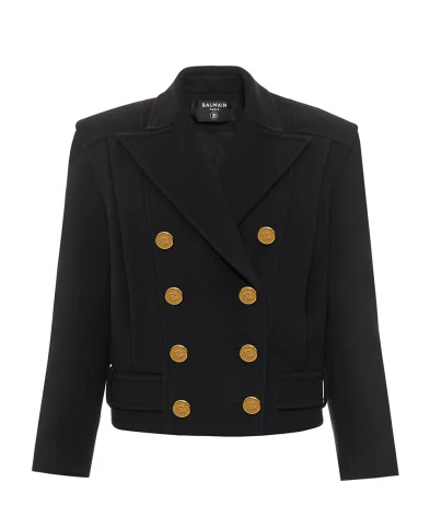 Balmain Двубортное укороченное пальто из шерсти - Артикул: FF1UA095WD10