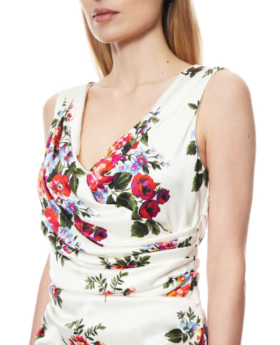 Dolce&Gabbana Платье из атласа с цветочным принтом - Артикул: F612RT-FSICE