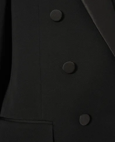 Saint Laurent Двобортний жакет із атласними лацканами - Артикул: 837658-Y7E63