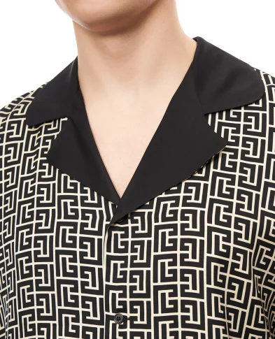 Balmain Рубашка в принт монограмма PB - Артикул: GH1HN133VI36