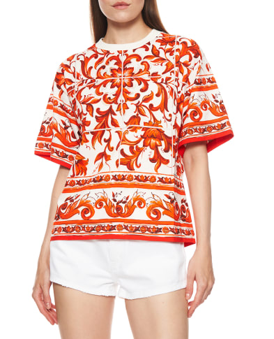 Dolce&Gabbana Футболка в принт Майолика - Артикул: F8U10T-GDDT5