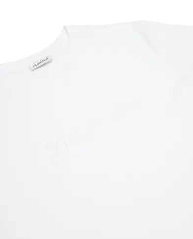 Dolce&Gabbana Дитяча футболка з вишитим логотипом - Артикул: L4JTHU-G7QK5-B
