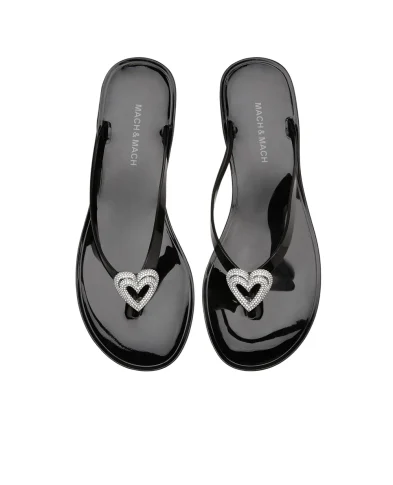 Mach&Mach Шлепанцы Double Heart - Артикул: SS26-S0888-05-GUM-BLK