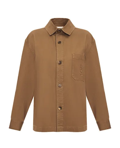 Saint Laurent Рубашка Cassandre из хлопка и льна - Артикул: 852696-Y253W