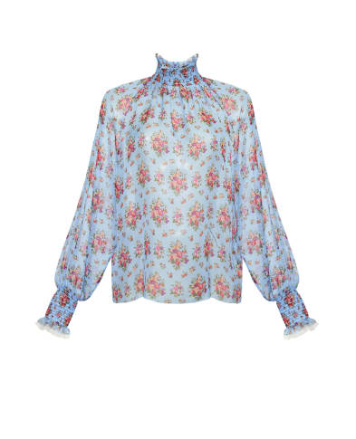Dolce&Gabbana Блуза з квітковим принтом та шовком - Артикул: F7BK3T-IS10F