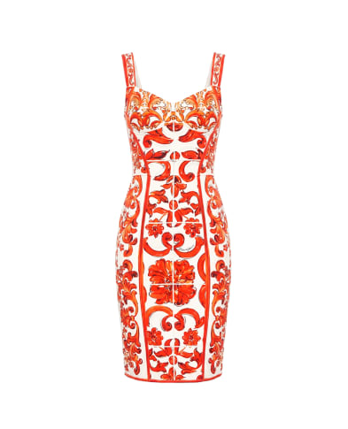 Dolce&Gabbana Платье в принте Майолика - Артикул: F63G9T-GDDRJ