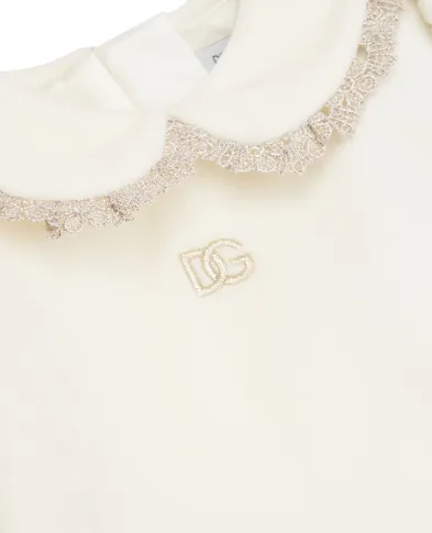 Dolce&Gabbana Детское платье из гладкого бархата с трусиками-кюлотами - Артикул: L24DM2-FUVJY