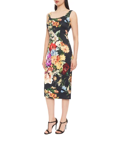 Dolce&Gabbana Платье из атласа с цветочным принтом - Артикул: F6EAWT-FSIB3