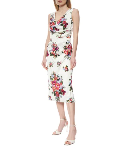 Dolce&Gabbana Платье из атласа с цветочным принтом - Артикул: F612RT-FSICE