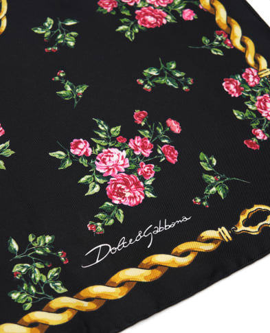 Dolce&Gabbana Платок из шелка в цветочный принт - Артикул: FN090R-GDDLM