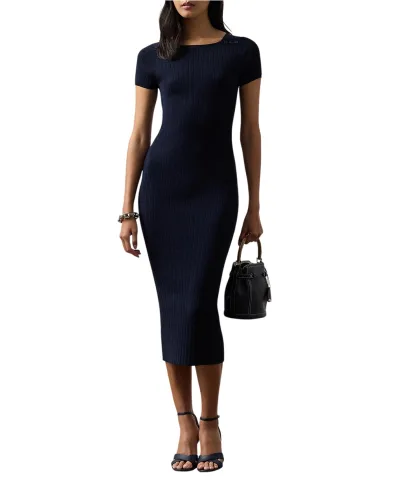 Ralph Lauren Collection Платье Dustan из шелковой смеси в рубчик - Артикул: 290P08734001