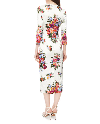 Dolce&Gabbana Сукня-футляр з атласу з квітковим принтом - Артикул: F612VT-FSICE