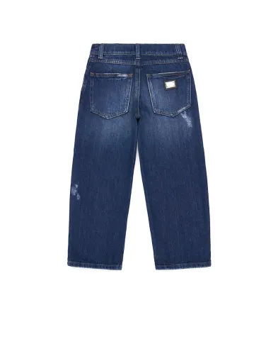 Dolce&Gabbana Детские джинсы с эффектом потертости - Артикул: L42F88-LDD53-S