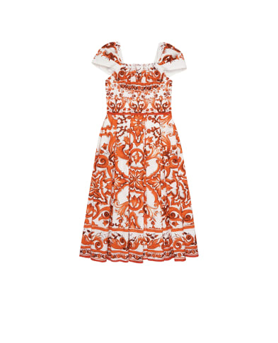 Dolce&Gabbana Детское платье в принте Майолика - Артикул: L54DT6-G7P4J-B