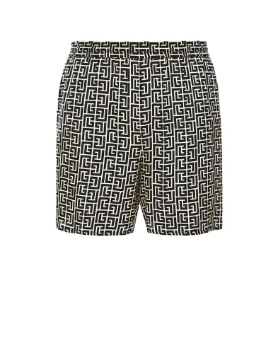 Balmain Шорты в принт монограммы PB - Артикул: GH1PA172VI36