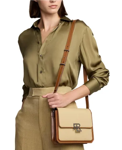 Ralph Lauren Collection Сумка-кроссбоді з полотна та шкіри - Артикул: 435968250001