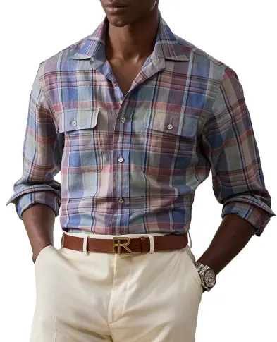 Ralph Lauren Purple Label Рубашка из шелка и льна - Артикул: 790P05946001