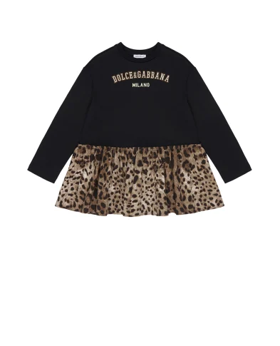 Dolce&Gabbana Дитяча сукня з леопардовим принтом - Артикул: L5JDAW-G7PRY-B