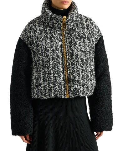 Balmain Пуховик із твіду з вовною - Артикул: HF1TP140MI65
