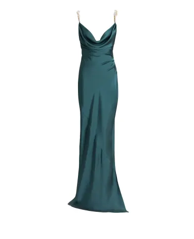 Balmain Платье с вышитыми бретелями из шёлка - Артикул: HF1RN455PD53