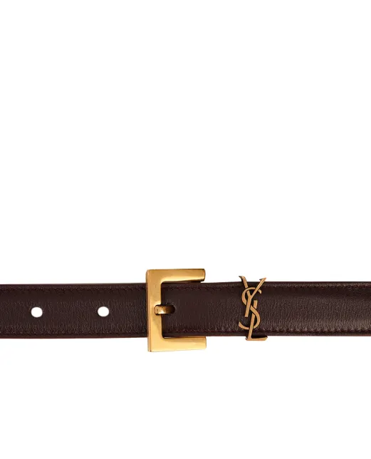 Saint Laurent Кожаный ремень Monogram narrow - Артикул: 554465-BOO0W