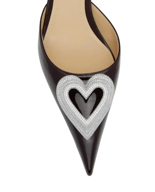Mach&Mach Туфли TRIPLE HEART из лакированной телячьей кожи с кристаллами - Артикул: R26-S1082-65-PAT-PLB