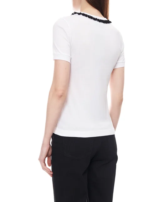 Dolce&Gabbana Футболка з мереживом та вишивкою DG - Артикул: F8U08Z-GDDPN