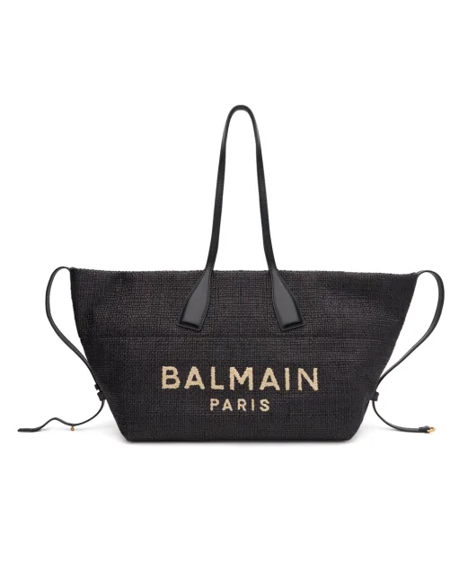 Balmain Сумка-шопер з рафії та телячої шкіри - Артикул: GN1FI015TRAA