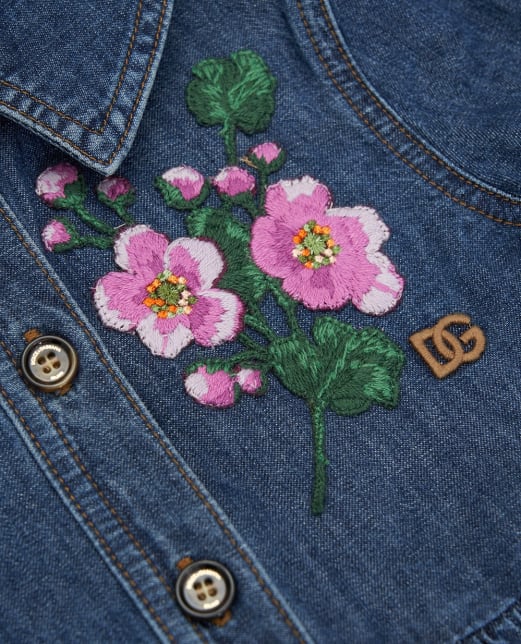 Dolce&Gabbana Детское джинсовое платье с вышивкой - Артикул: L54DJ9-LDD37-S
