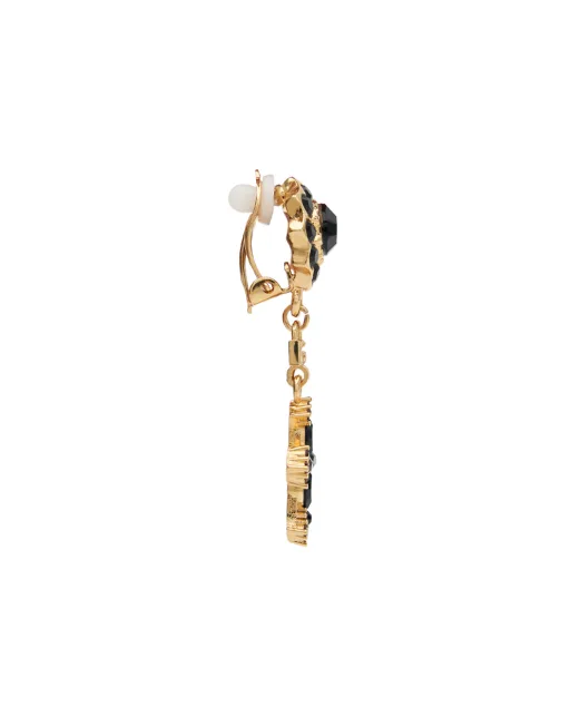 Dolce&Gabbana Сережки-кліпси з хрестом і кристалами - Артикул: WEQ4S2-W1111