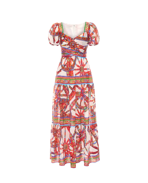 Dolce&Gabbana Платье макси из батиста в принте Сarretto - Артикул: F615PT-GDDTB