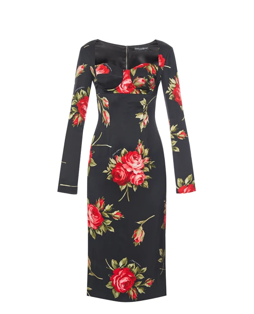 Dolce&Gabbana Сукня-футляр із квітковим принтом - Артикул: F610FT-FSICD