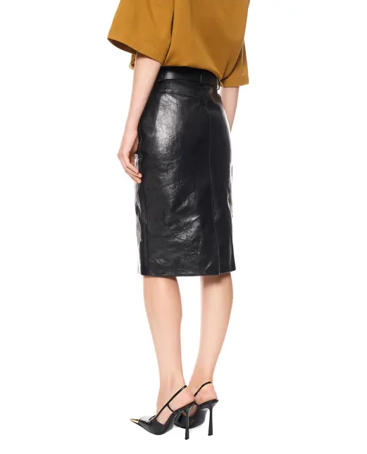 Saint Laurent Спідниця-олівець з поясом із телячої шкіри - Артикул: 870972-YCVG2
