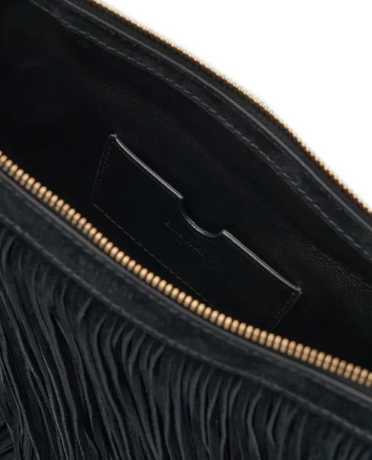 Balmain Сумка Ébène Hobo із замші з бахромою - Артикул: GN0BT053LWSF