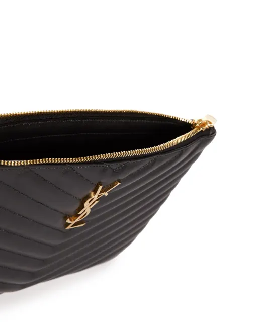 Saint Laurent Кожаный клатч Monogram - Артикул: 379039-CWU01