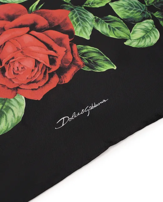 Dolce&Gabbana Шовкова хустка з принтом троянд - Артикул: FN090R-GDDW3