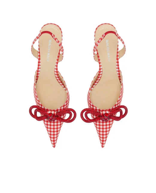Mach&Mach Туфли-слингбэк Double Bow Red Gingham - Артикул: SS26-S1133-65-VIC-RED-R