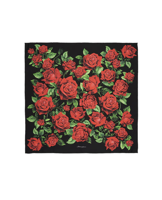 Dolce&Gabbana Шовкова хустка з принтом троянд - Артикул: FN090R-GDDW3
