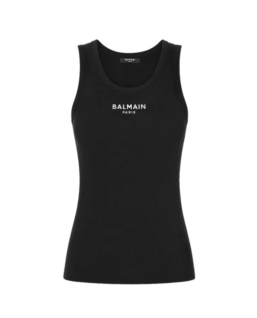 Balmain Майка з вишивкою Balmain Paris - Артикул: HF1EB075BD10