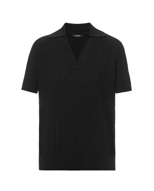 Balmain В'язане поло з монограмою з вовни - Артикул: GF1GB030KJ47