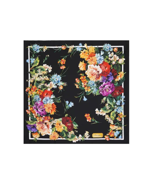 Dolce&Gabbana Платок Каре из шелка с цветочным принтом - Артикул: FN092R-GDC7B