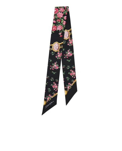 Dolce&Gabbana Повязка из шёлка с цветочным принтом - Артикул: FS215A-GDDLN