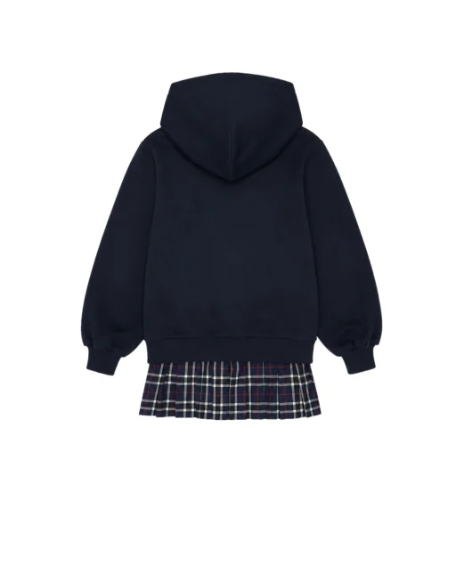 Dolce&Gabbana Дитяча сукня з капюшоном із футера з нашивкою - Артикул: L5JDBH-G7P6V-B